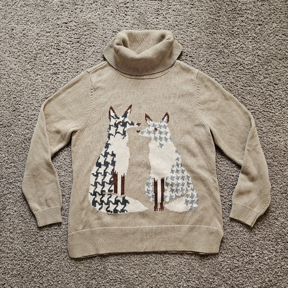 Vintage Norm Thompson Fox Sweater Size Medium - Picture 3 of 6